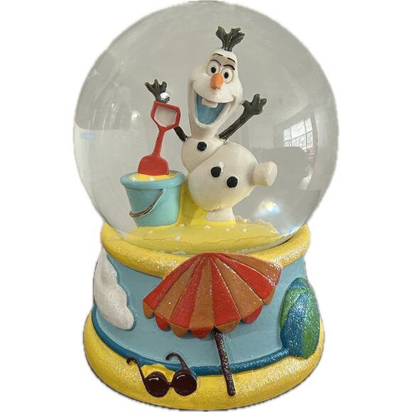 Disney Frozen OLAF Summer Snowglobe "In Summer" Beach Music Box Plays Let it Go! - Picture 1 of 5